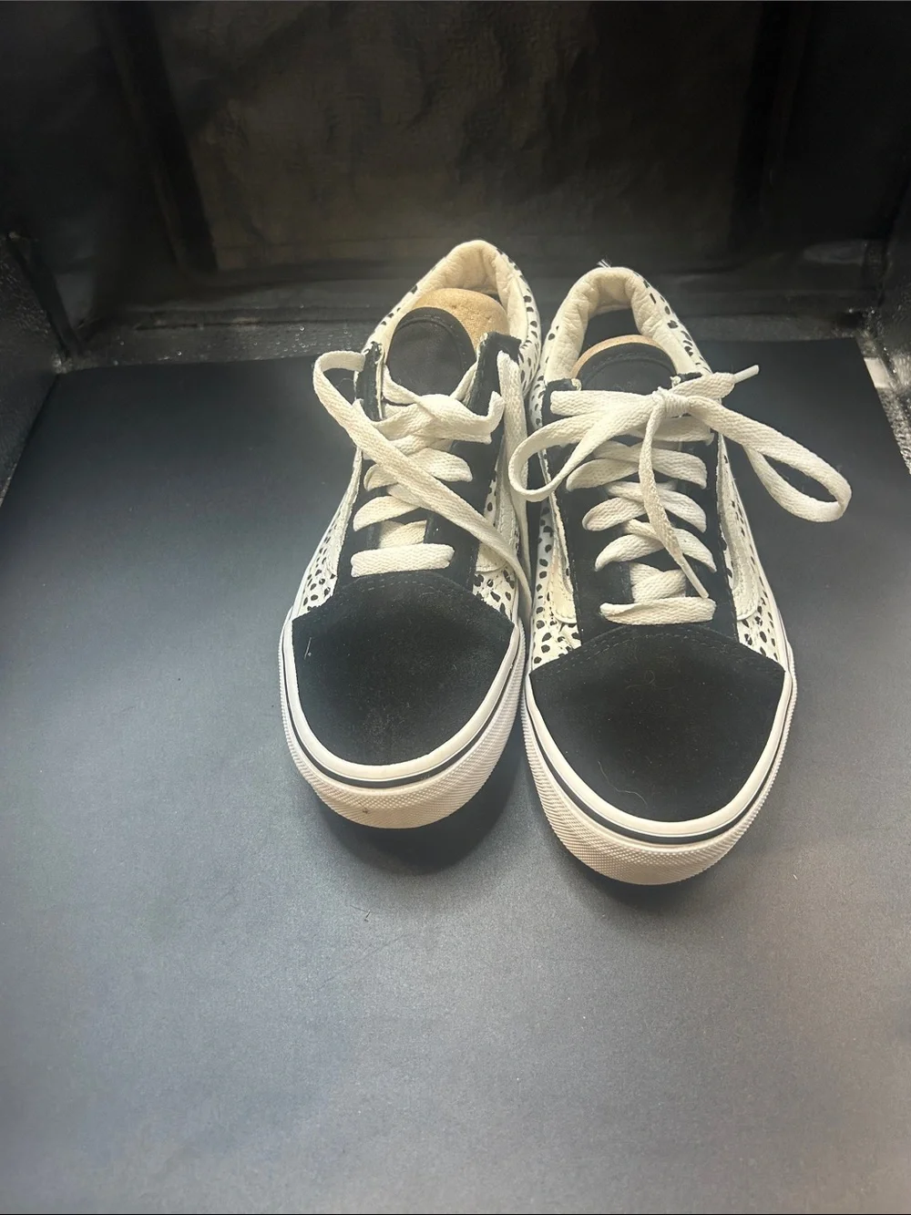 Vans Black and White Low-Top Sneakers with Speckled Sides
